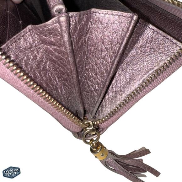 Gucci Purple/Lavender Metallic Soho GG Marmont Zip Around Tassel Long Wallet - Picture 14 of 16